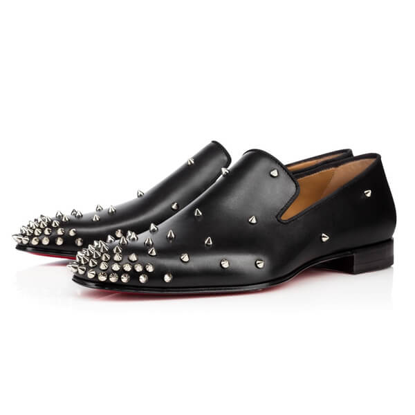 大人ローファー!クリスチャン ルブタン スーパーコピー Christian Louboutin★Degra 黒xシルバースタッズ